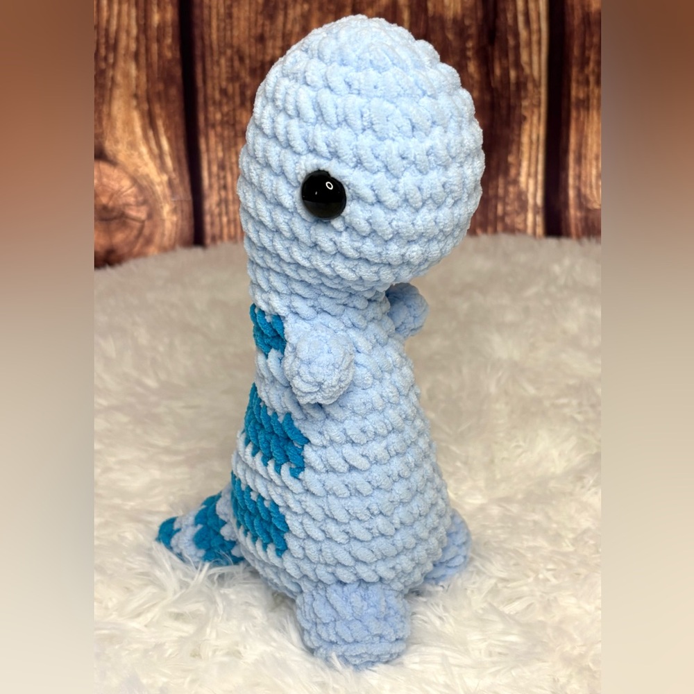 Handmade Crochet Blue Dino Plush 8”